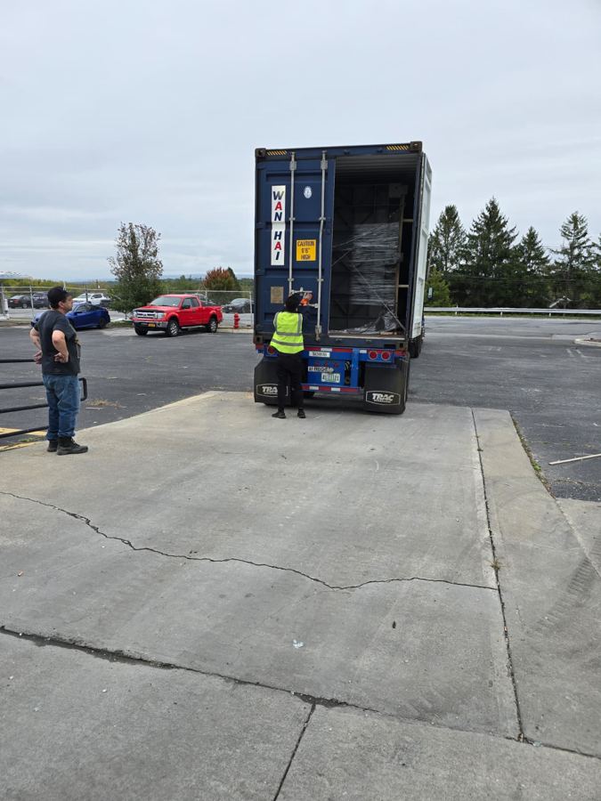 Container arriving for unloading